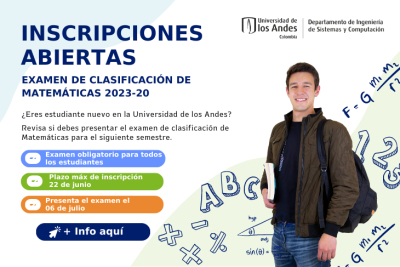 Inscripciones examen de clasificación matemáticas 2023-20