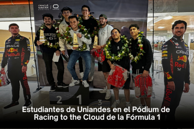 Estudiantes de Uniandes en el Pódium de Racing to the Cloud de la Fórmula 1